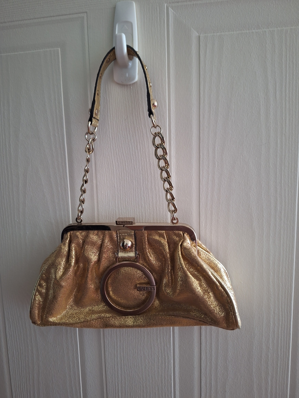 GUESS Metallic Gold Chain-Handle Evening Clutch